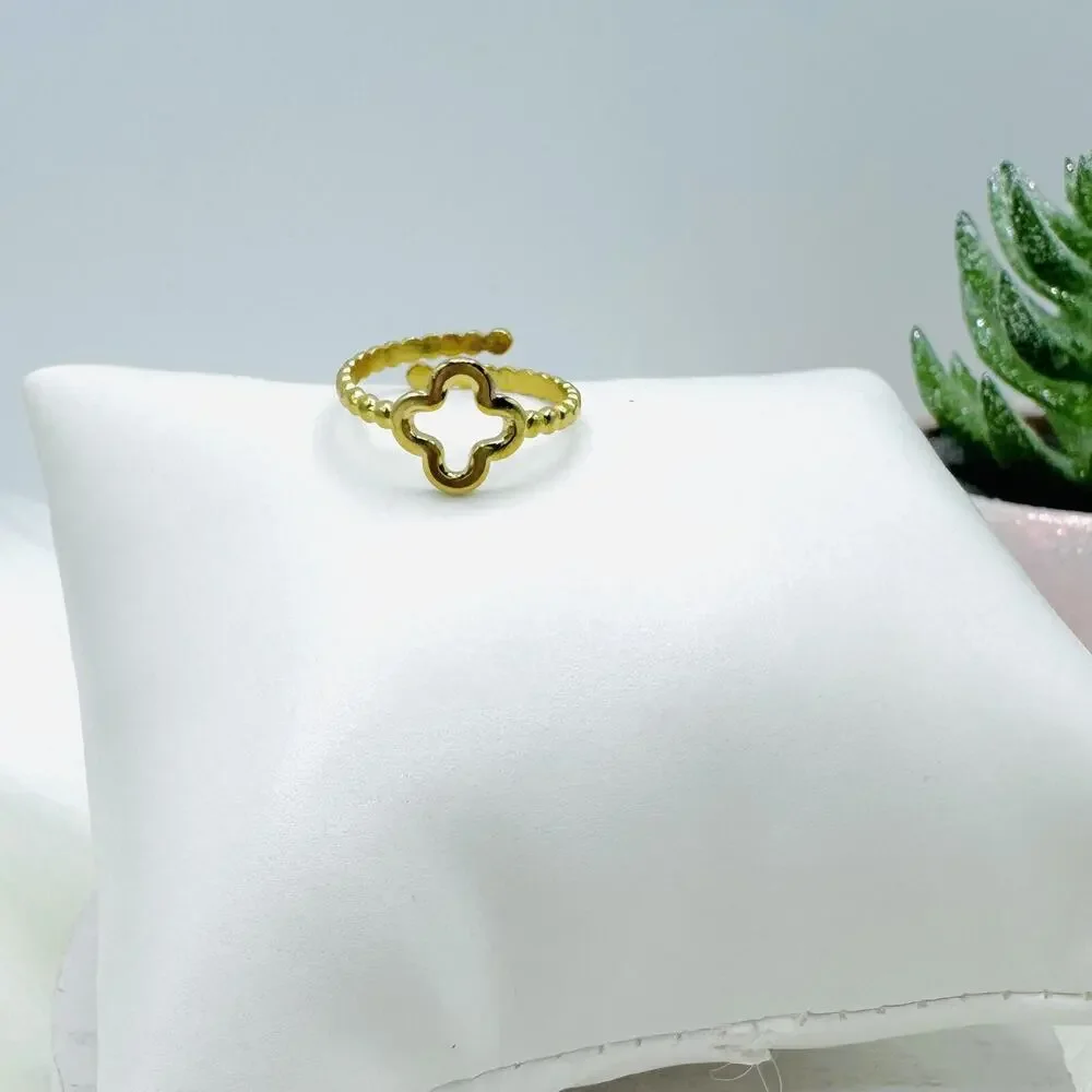 Stainless Steel Simple Women's Clover Ring